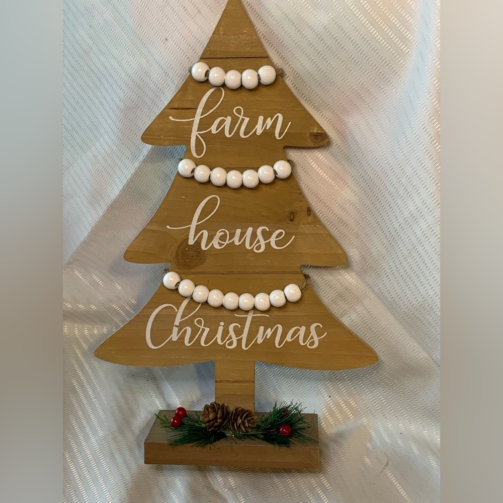 Rustic Farmhouse Christmas Tree Decor. NWOT 12 inches.